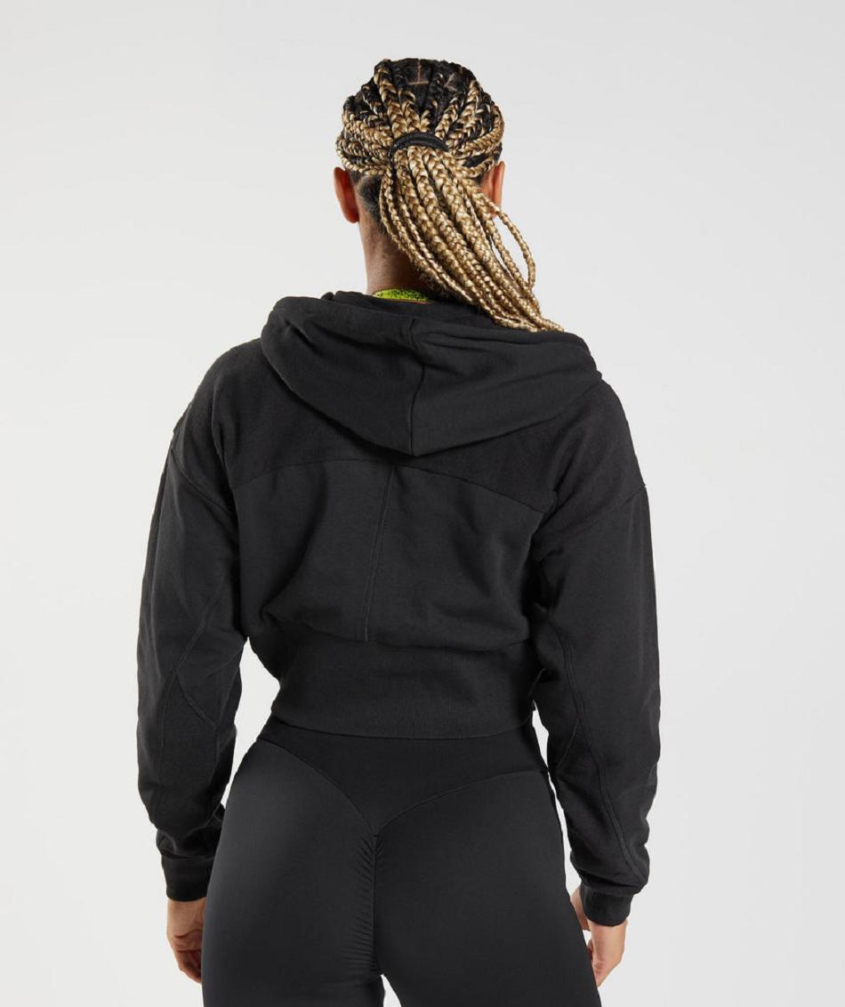 Sudadera Con Capucha Gymshark Gs Power Cropped Zip Mujer Negras | CO 2013DFM